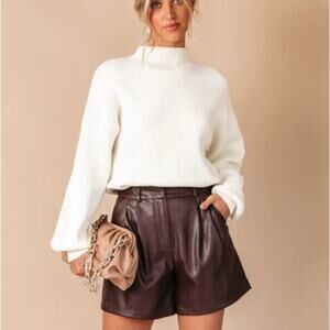 Vici Pocketed Chocolate Color Faux Leather Shorts Brand New